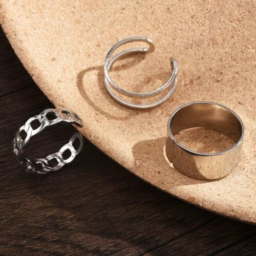 Vintage Ring Hiphop Simple Design Punk Anillos Vintage Gold Color Joint Rock Ring Sets for Women Jewelry Korean Version Goth