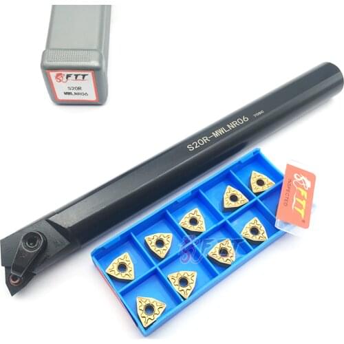 10pcs WNMG060404 TM FT4025 Carbide Inserts External Turning Tool Cutting Insert 1pcs S20R MWLNR06 Holder For Lathe