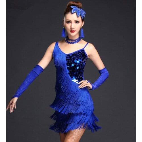 Ballroom competition dresses tango adult red latin dance costumes women salsa dancewear dance costume dresses fringe gold sequin