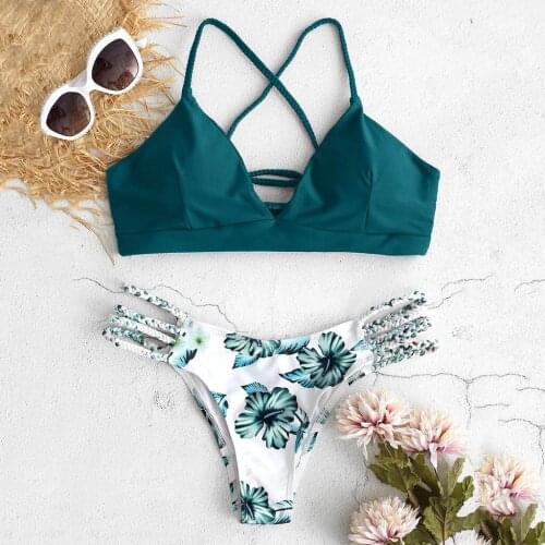 Womens bikini suit fashion summer cut flowers bikini beach split swimsuit swimsuit multicolor optional new пляжное платье 30