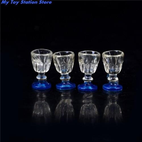 1:12 Scale 1/2Pcs Mini Wine Beer Cup Dollhouse Craft Home Decoration Glass Model DIY Parts Plastic Transparent Goblet Miniature