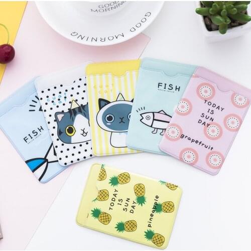 1PC Cute PVC Credit ID Card Holder Case Korean Kawaii Bus Bank School Office Supplies ID Card Cover holder card business desk