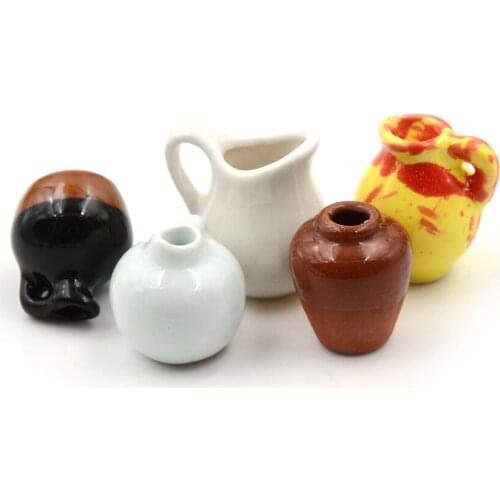 1PCS Dollhouse Miniatures 1:12 Mini Ceramic Pot DIY Handmade Doll House Kitchen Ceramic Ornament Decor Gift Vase