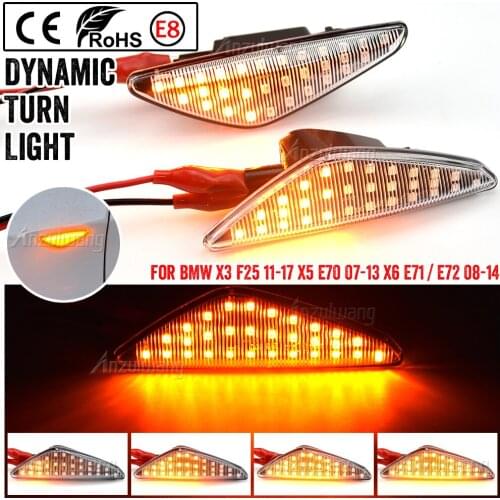 2pcs Flowing Turn Signal Light Dynamic LED Side Marker Side Indicator For BMW X5 E70 X6 E71 E72 X3 F25