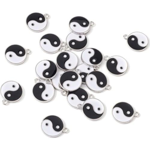 20Pcs Alloy Enamel Pendants Charms For DIY Necklace Bracelet Men Women Jewelry Making Accessories 21x18x2mm, Hole: 2mm