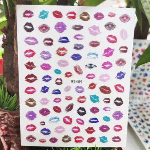 3D Stickers for Nails Color Lip Print Woman Kiss Design Nails Art Decoration Manicure Stickers Sliders Nail Foil Accessories