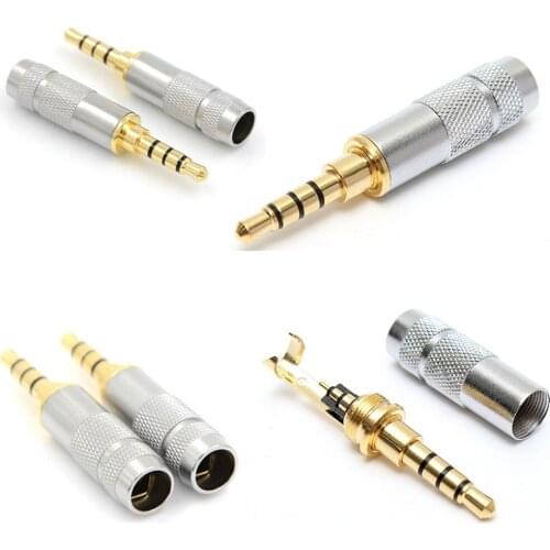4 Pole 3.5mm Stereo Headphone Male Plug Jack Audio Solders Connector