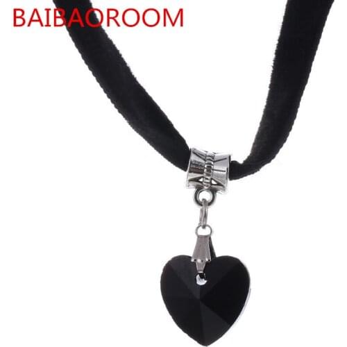 10pcs 6 Colors Simple Heart Necklaces & Pendants Lace Chokers Necklaces Maxi Steampunk collares bib Bar Necklace collier boheme