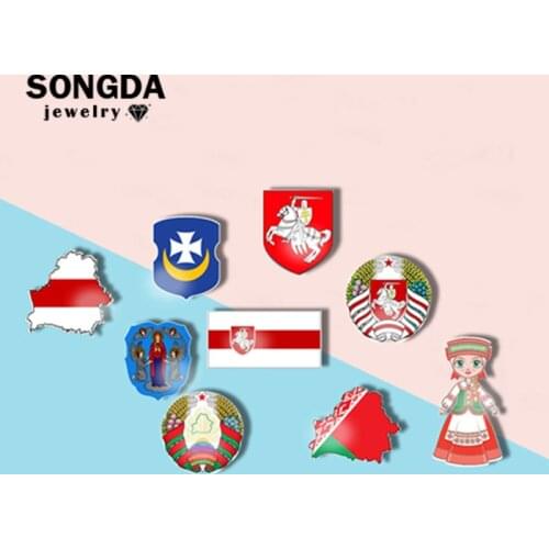 SONGDA Republic Of Belarus Symbol Pins Acrylic Bag Clothes Lapel Decorative Brooches Women Souvenirs And Gifts For The New Year