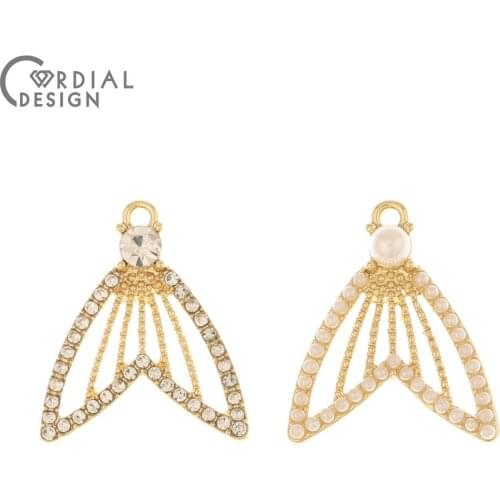 Cordial Design 50Pcs 20*23MM Earrings Accessories/Rhinestone Pendants/Fish Tail Shape/DIY Charms/Jewelry Findings & Components