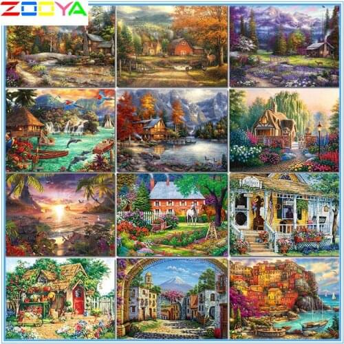 New Style 5D Diy Diamond Painting Cross Needlework Round Full Of The Picture Diamond Cross Stitch Natural Scenery Series Lx941