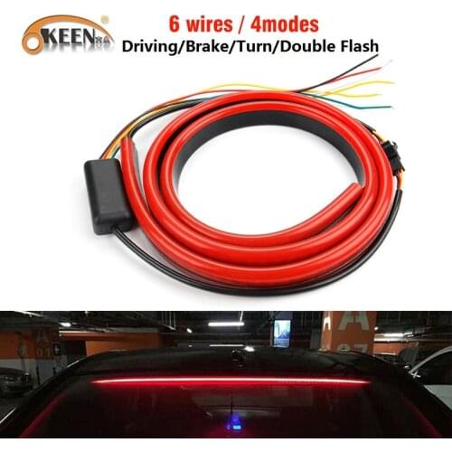 OKEEN 12V Flexible Red 90/100cm Car Additional LED Brake Light Car Third Brake Light With Driving Turn Signal Warning Stop Lamp