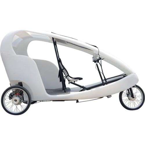White Color 3 Wheels Electric Tricycle for Adults With Solar Panel 3 Seats Passenger Cargo Bike Customizable
