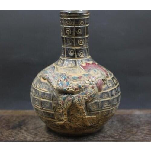 Free shipping of antique folk collectibles of folk relief cock pattern celestial sphere bottles
