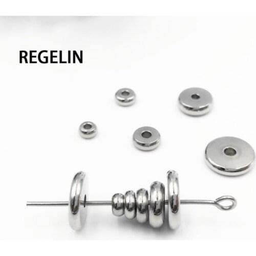 REGELIN 50pcs Stainless Steel Round Flat Metal Spacer Beads 4/5/6/8/10mm Fit Bracelet Necklace Spacer Ring DIY Jewelry Findings