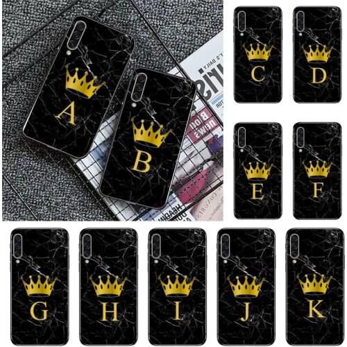 Custom name Letter Black Marble Gold crown Phone Case For Samsung A40 A31 A50 A51 A71 A20S S8 S9 Plus note 20 ultra