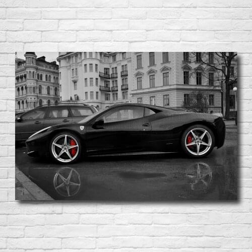 Ferraris 458 Black Sportscar Wallpaper Wall Art Posters and Prints Canvas Painting for Home Decor