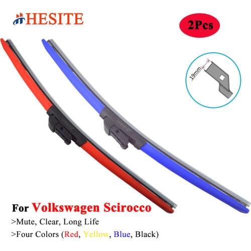 2Pcs Red Yellow Blue Windshield Wiper Blades For Volkswagen Scirocco Accessories 2008-2015 19" 24" Winter Wipers Natrual Rubber