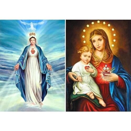 DIY 5D Mosaic Full Drill Round Diamond Resin Painting Kit Godess Religion Rhinestone Drawing Room Decor Picture Gift