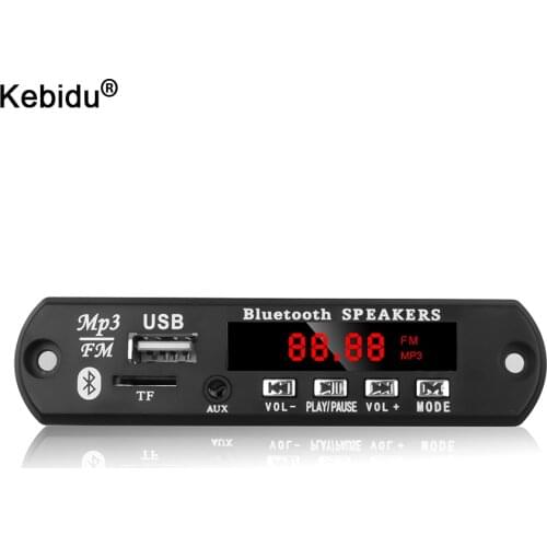 Kebidu 5V 12V Color Screen MP3 Decoder Board WMA WAV FLAC APE Bluetooth Mp3 Player USB TF FM Radio Module with Call Recording