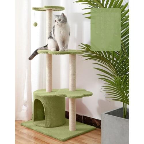Cat scratching post Pet products wooden house tree climbing scratch post for large tower Toys for cats Play structure