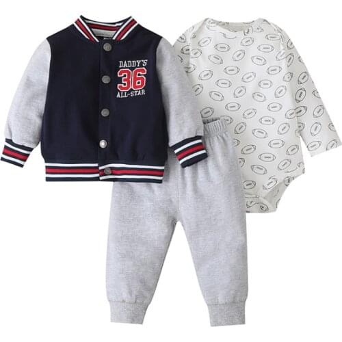 3PCS Newborn Baby Boy Girl Clothes Sets 2020 Spring Fall Animals Floral Warm Hooded Coat+Romper+Pants Infant Baby Outfits