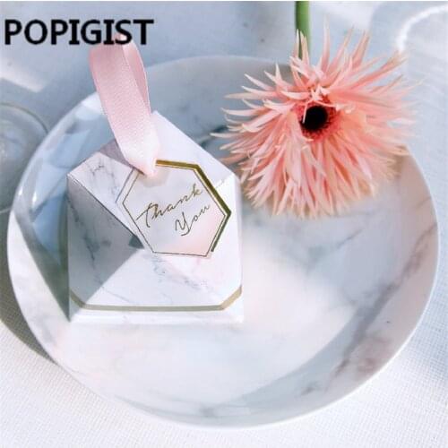 Creative Hot Sale Diamond Marble Style Wedding Favors Candy Box Party Supplies Bomboniera Thanks Gift Chocolate Box