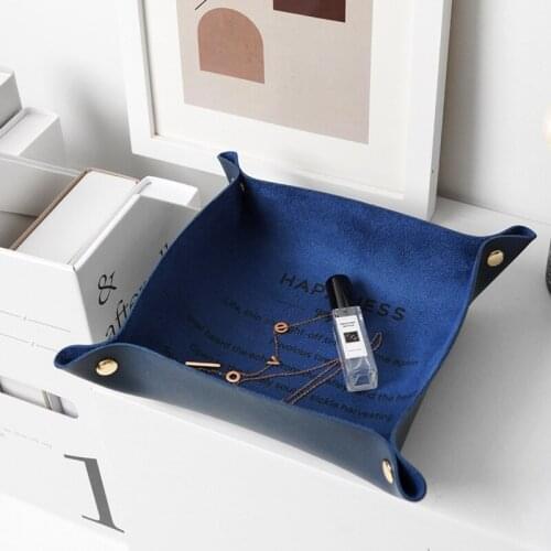 Creative Desktop Storage Tray Leather Key Plate Home Decoration Dice Tray Wallet Coins Leather Folding Storage Box Wholesale New