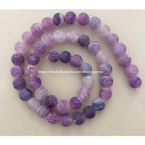 Natural Stone Frost Crab Purple Agates Round Loose Beads 6 8 10 12MM Pick Size For Jewelry Making