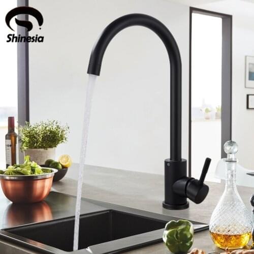 Shinesia Matte Black Kitchen Faucet Free Swivel Spout Mixer Tap Sink Faucet 360 Rotation Kitchen Faucets Water Mixer Water Tap