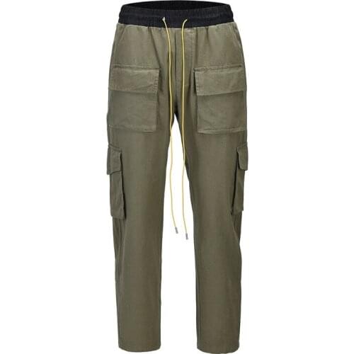 SEVEYFAN 2021 Mens Camouflage Cargo Pants Multi Pockets Drawstring Joggers Trousers for Male