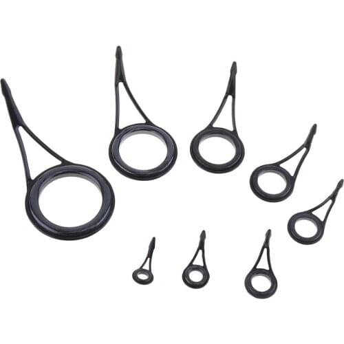 8pcs/lot Mixed Size Fishing Rod Guide Set Tip Strong Line Rings Fishing Rod Guide Tip Top Repair Kit