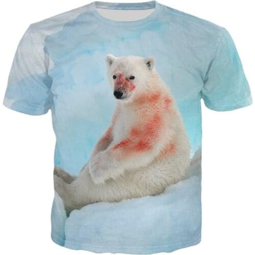 CLOOCL Newest Russian Polar Bear Men T Shirt 3D Print Harajuku Style Animal T Shirt Men Women Casual Streetwear Tops
