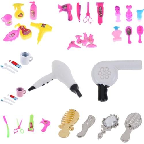 New 1/12 Dollhouse Miniature Comb Hair Dryer Toothpaste Toothbrush Bathtub for Dolls Bathroom Accessories