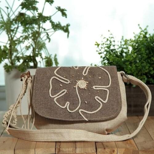 New Bohemian string appliques small shopping women handbags!Hot National prints lady Hasp shoulder bags All-match canvas Carrier