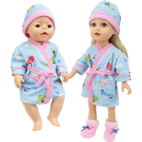18 inch New Fashion Doll Clothes New Born Dolls Bathrobe + Cap American Girl Doll Accessories 43cm Clothes Baby Birthday Gift