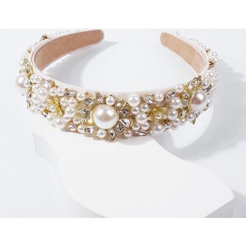 Personality SParkly Rhinestone Crystal Headband Simulated Pearl Hair Bands Women New Elegant Hair Accessories For Party Wedding