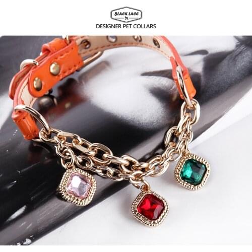 Diamond Small Dog Cat Collar Luxuries Original Design Pet Collar Customized Genuiner Leather Necklace Bling Crystal Accessories