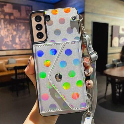 Necklace Strap Cord Chain Cover Fundas Capa For Samsung Galaxy S21 Plus S21 Ultra S20 FE Phone Cases leather wallet Lanyard Case