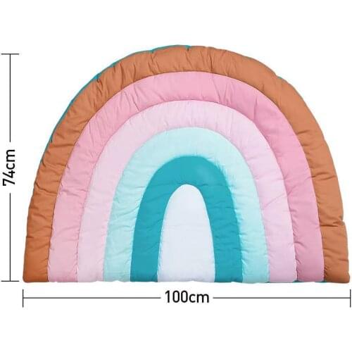 Semicircle Nordic Rainbow Bright Color Print Cotton Baby Creeping Rug Play Mat Home Decor