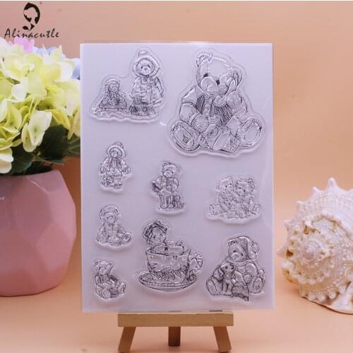 CLEAR STAMPS Cute Little Teddy Bear Animals Scrapbooking Handmade Card Album Paper Craft Rubber Transparent Silicon Stamp