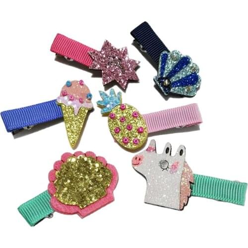 Handmade Glitter Hair Clip for Little Girls Kids Child Cute Horse Pineapple Shell Hairpin Hair Accessories