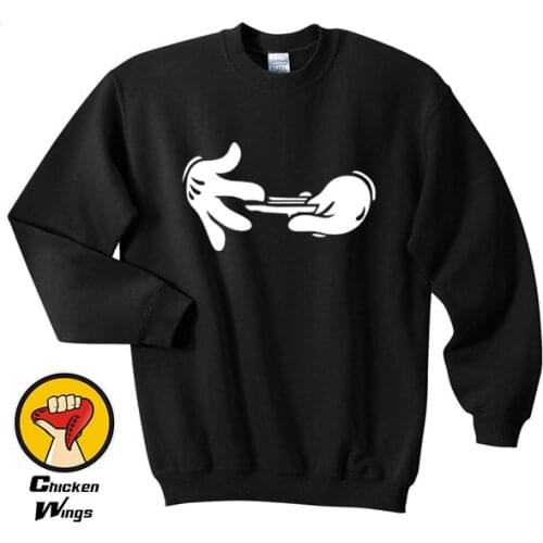 Mickey Hands Rolling Weed Hipster Dope Tumblr Swag Crewneck Sweatshirt Unisex More Colors XS - 2XL-A221