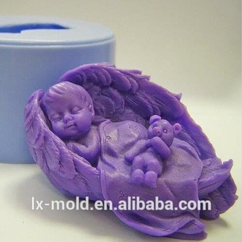 Baby In Wing With Bear 3D Silicone Molds Handmade Soap Mould candle