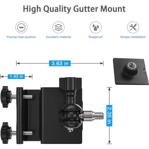 Gutter Mount Holder for Ring Solar Panel Outdoor 360 ° Rotating Viewing Angle Wall Mount