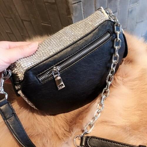 Rhinestone Women Designer Sling Bags Casual Party Crossbody Bags New Street Fashion Silvery Saddle Shoulder Bag Female