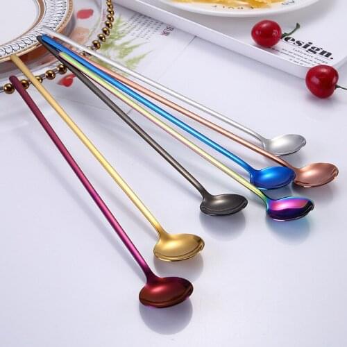 Super Long Handled Stainless Steel Iced Cream Tea Spoons Spoon Coffee Spoons cozinha criativa Coffee Accessories