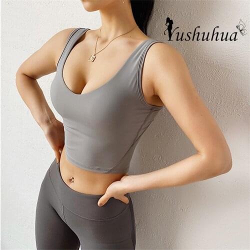 Sexy shockproof Sports Top For Women Gym Yoga Top U collar Fitness Push Up Crop Tops Active wear Run Tank elastic Sport Vest Top