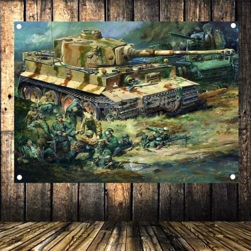 Military Poster Flag Banner Wall Decor Wehrmacht King Tiger Tank WW II Panzer Army Tank Wallpapers High Definition Old Photo S1