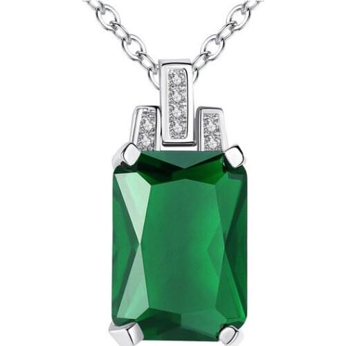 Jewelry Zircon womens wholesale crystal Topaz ruby sapphire Square silver Gold leopard Emerald Pendant Necklace